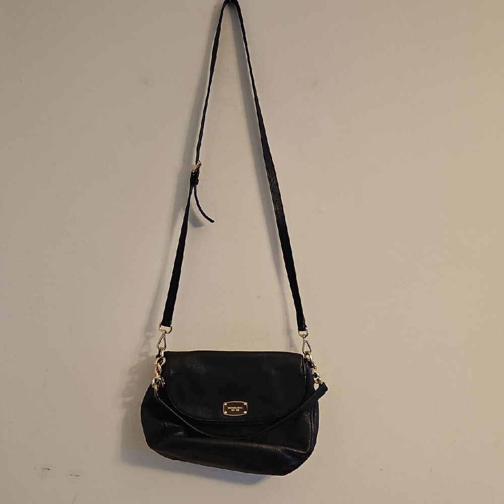 Michael Kors Black Crossbody Bag with Gold Accents